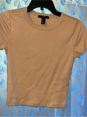 Forever 21 tan Crewneck Short Sleeve Top